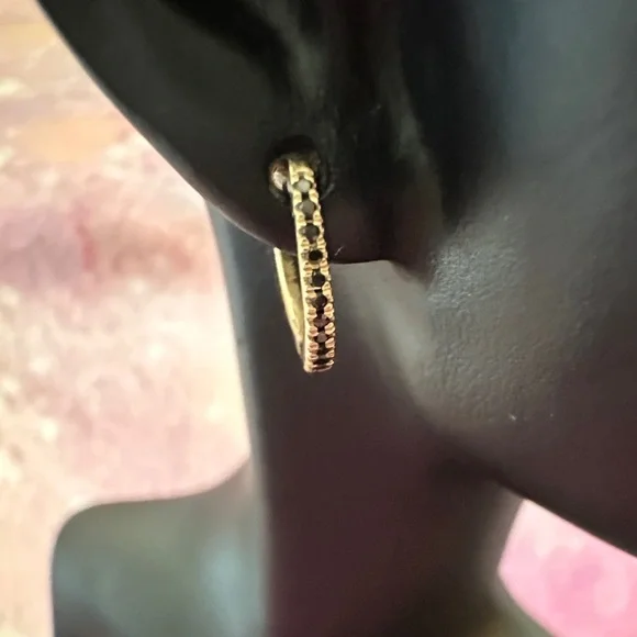 Catbird Fairy Light Black Diamond Hoops (Like-New; Gold/Black;14k) - Picture 2 of 13